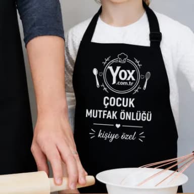 Siyah Çocuk Mutfak Önlüğü - Kişiye Özel Baskılı Siyah Çocuk Mutfak Önlüğü - Kişiye Özel Baskılı