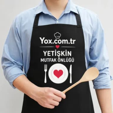 Siyah Yetişkin Mutfak Önlüğü Tasarla Siyah Yetişkin Mutfak Önlüğü Tasarla
